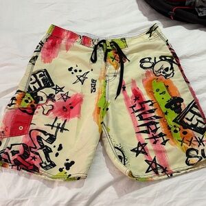 No Boundaries Multicolor Graphic Men's Swim Board Shorts